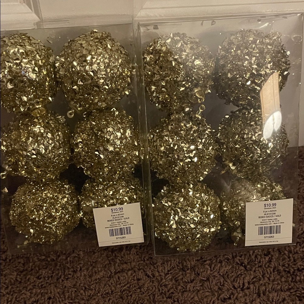 Gold Decorative Ornaments- 12 total gold balls